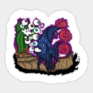 FISH in deep black water Sticker